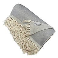 Artisanal Tunisian Blanket | Dark Gray Herringbone (Small Motif)