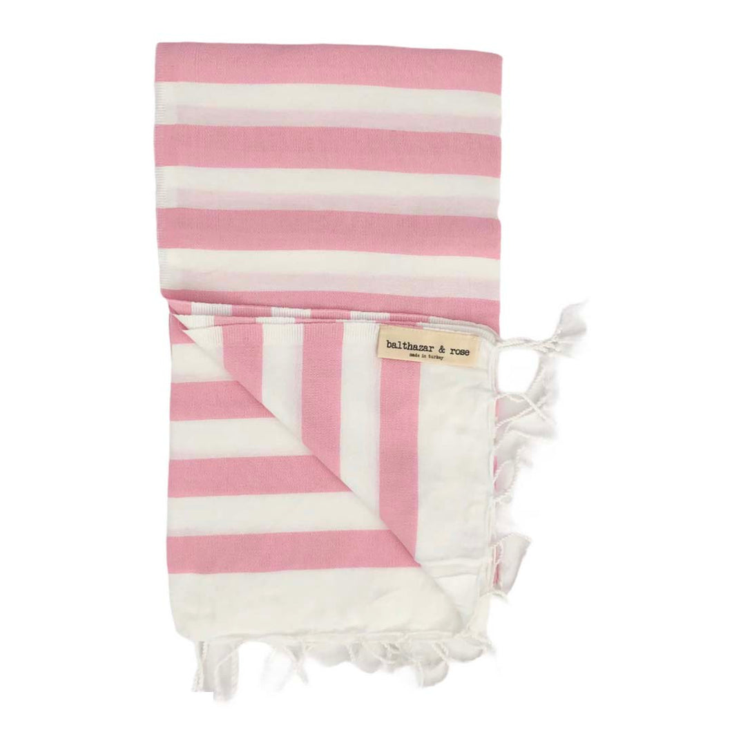 Turkish Towel (Peshtemal) Thick Striped Pink